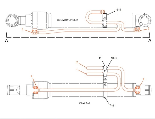 Catégorie 320C Pipelines pour excavatrices Pièces de rechange pour tubes à huile cylindriques pour excavatrices