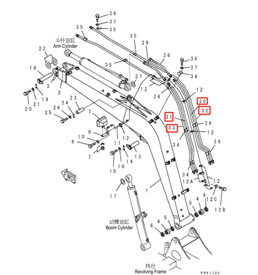 PC60 Pipelines pour excavateurs Cylindres hydrauliques à huile Pipe en acier 201-63-64770 201-62-74110