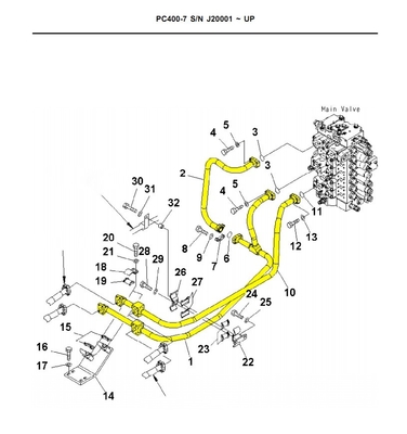 PC400 Excavateur Pipelines cylindres d'huile tuyaux en acier 208-62-71560 208-62-71570 208-62-71580