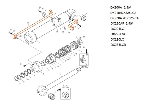 DX200A Tubes d'huile de cylindre pour le tube de l'excavatrice Doosan DOOSAN DX200A Recommandé
