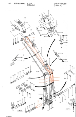 HD820 Excavateur cylindre d'huile hydraulique tuyau d'acier tubes tuyau cylindre de tuyau en réparation