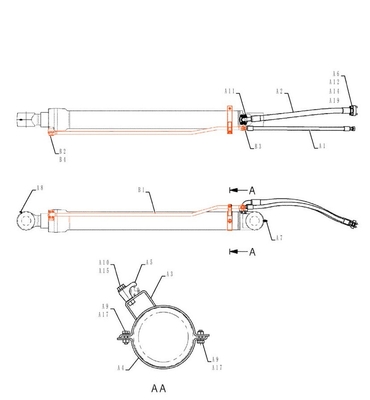SK210-8 Excavateur cylindre hydraulique d'huile tubes en acier tubes de tuyauterie cylindre de tuyauterie