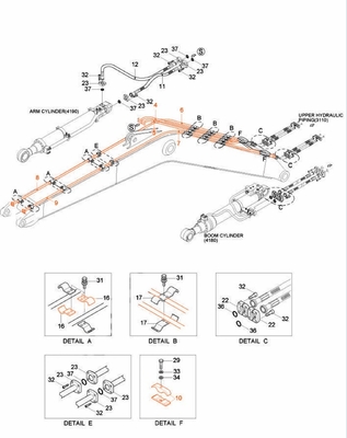 R210 R215 tuyau en fer pour excavatrice pour distributeur de système hydraulique Hyundai