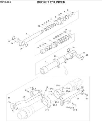 Excavateur hydraulique tuyau de seau tuyau de retour tuyau de fer Pour Hyundai R210 R215