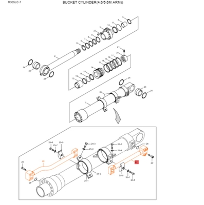 Pipe de cylindre hydraulique pour excavatrice en acier 31Y1-15535 31Y1-15695 Pour HYUNDAI R305