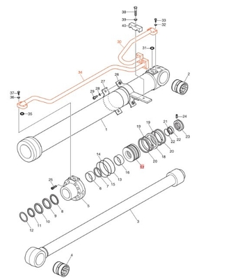 DX190-3B DX200-3B tuyaux de la pelle de fer Système hydraulique Distributeur de tuyaux de gonflage