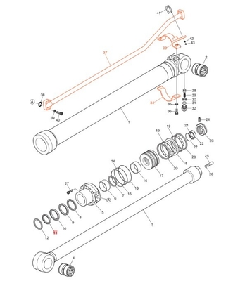 DX190-3B DX200-3B tuyaux de la pelle de fer Système hydraulique Distributeur de tuyaux de gonflage