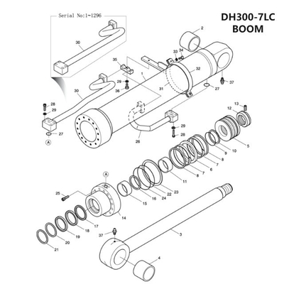 DH300LC-7 Distributeur de système hydraulique tuyau à bras moyen pour excavateur tuyau en fer Convient
