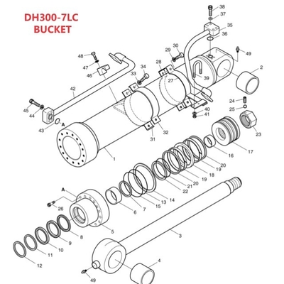 DH300LC-7 Distributeur de système hydraulique tuyau à bras moyen pour excavateur tuyau en fer Convient