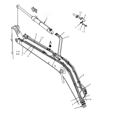 PC120 PC130 Excavateur tuyaux système hydraulique distributeur tuyau à godet
