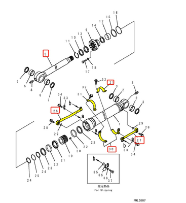 Pièces de distribution hydraulique à seau pour PC360 et PC300 Pièces en fer pour excavatrice