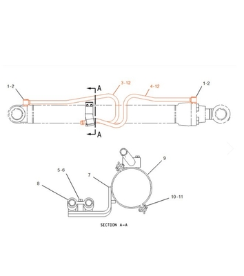 Tubes en acier Caterpillar 336D tuyau hydraulique à cylindre 204-8358 204-8359 pour tuyau à rampe