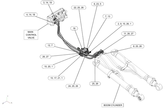 Tubes en acier Caterpillar 336D tuyau hydraulique à cylindre 204-8358 204-8359 pour tuyau à rampe