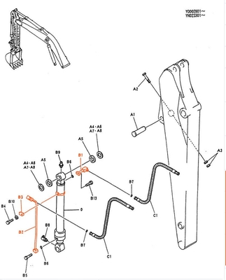 KOBELCO 200 pièces détachées pour excavatrice haut SK200 tuyau hydraulique pour bouteille