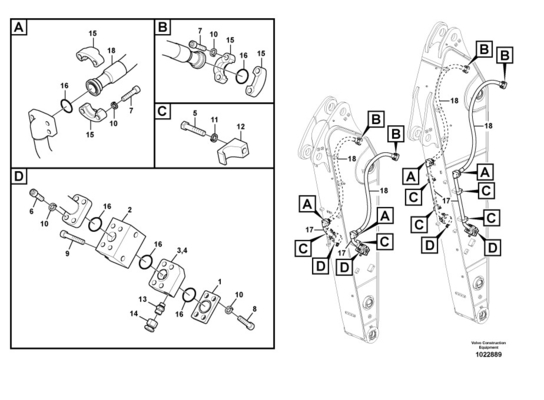 VOLVO EC480 EC460 Excavateur cylindre hydraulique tuyau en acier tube pour seau