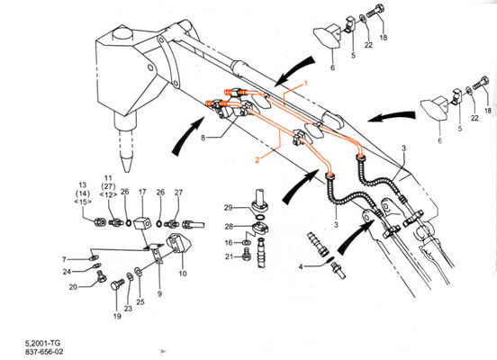 Appliquer à KATO HD820 pièces détachées de pelle hydraulique cylindre tuyau