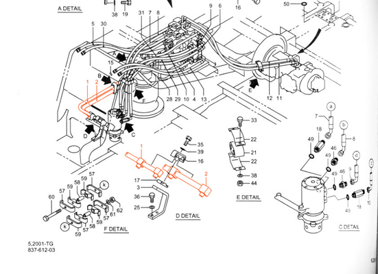 Appliquer à KATO HD820 pièces détachées de pelle hydraulique cylindre tuyau